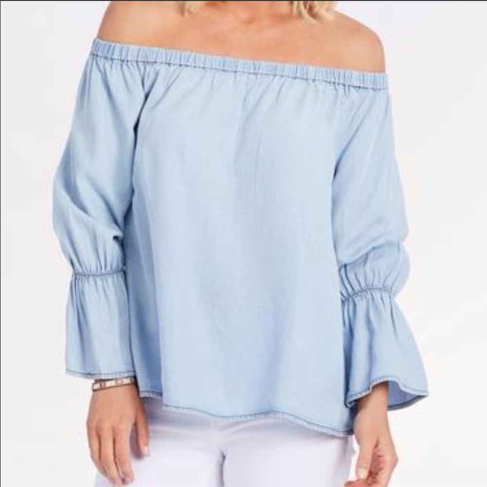 Sancuatary off the shoulder denim blue top